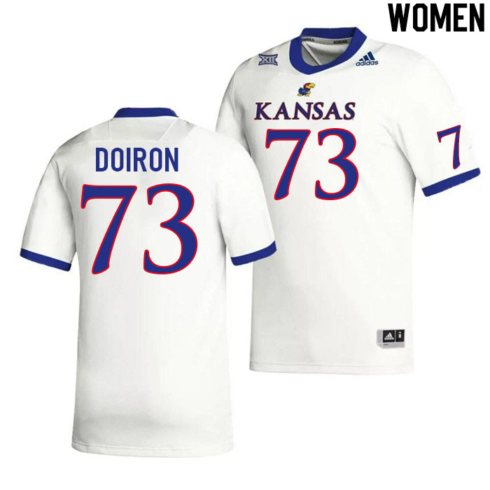 Women #73 Dre Doiron Kansas Jayhawks College Football Jerseys Stitched Sale-White